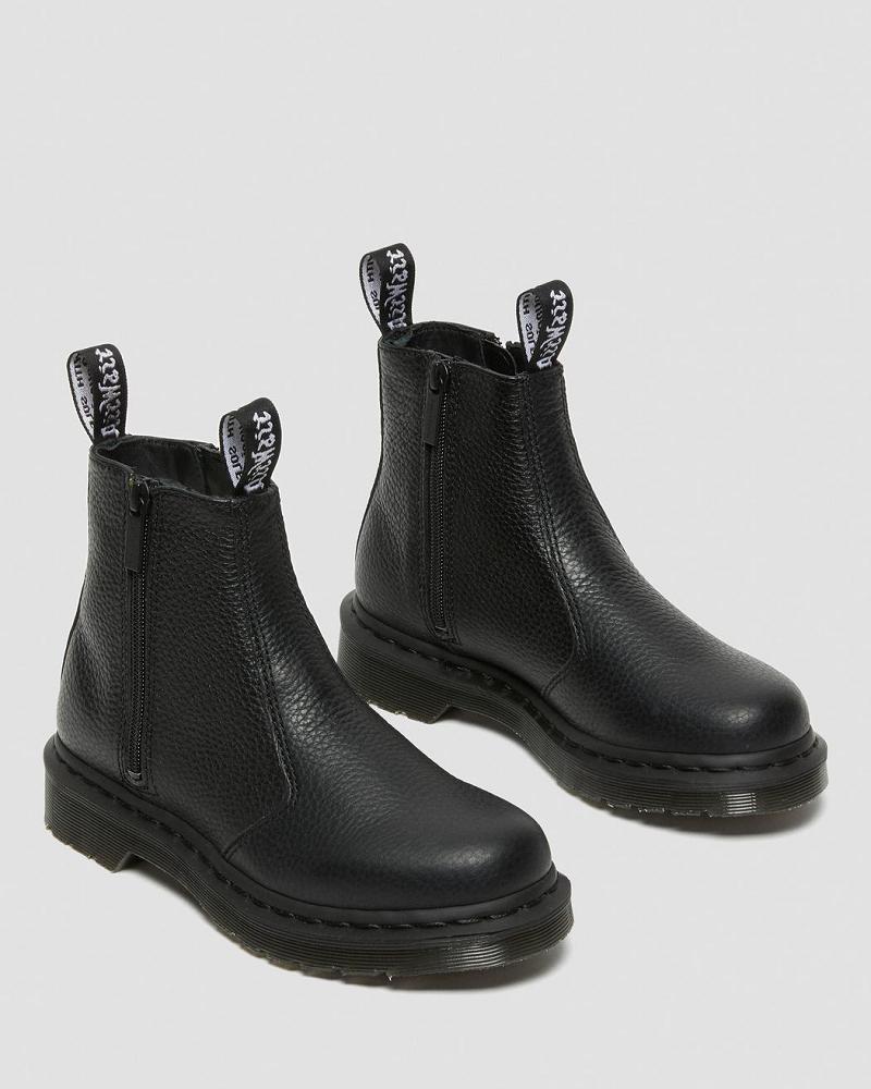 Black Women's Dr Martens 2976 Leather Zipper Chelsea Boots | CA 108OKI